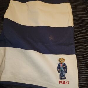 Classic Polo Kids Navy and White Striped Bottoms with Bear Embroidery